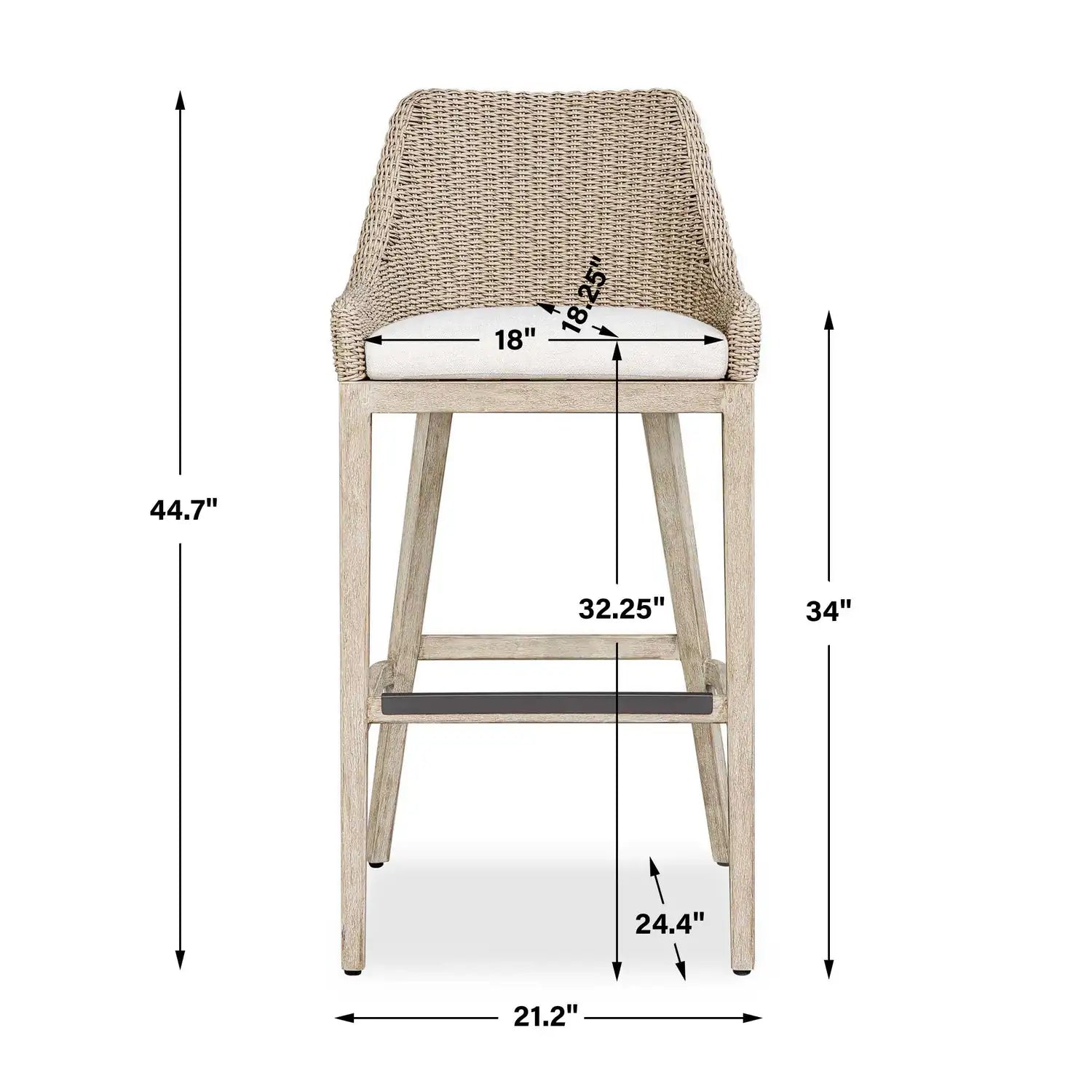 UTTERMOST Paloma Outdoor Wicker Bar Stool - Decorative Accents
