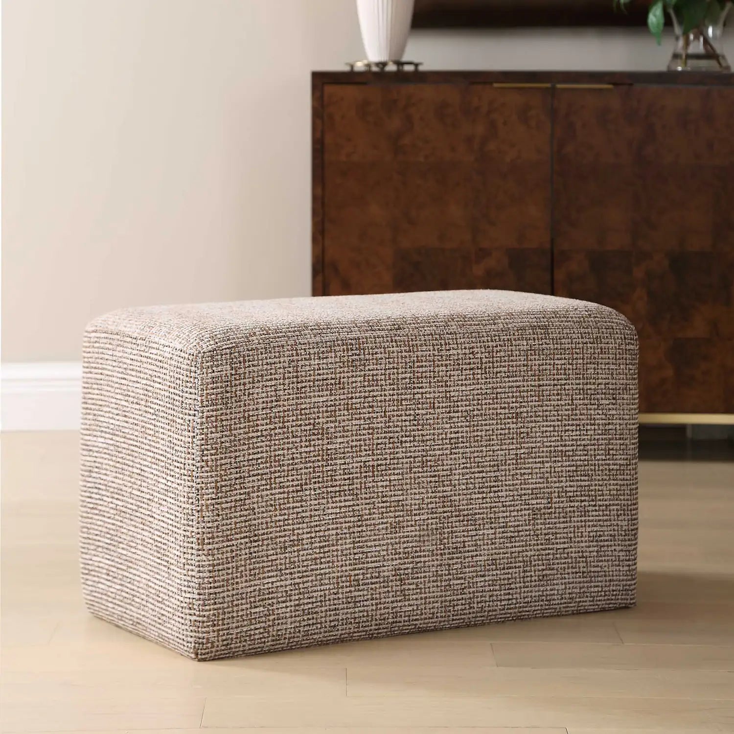 UTTERMOST Kelce Woven Checkered Ottoman - Decorative Accents