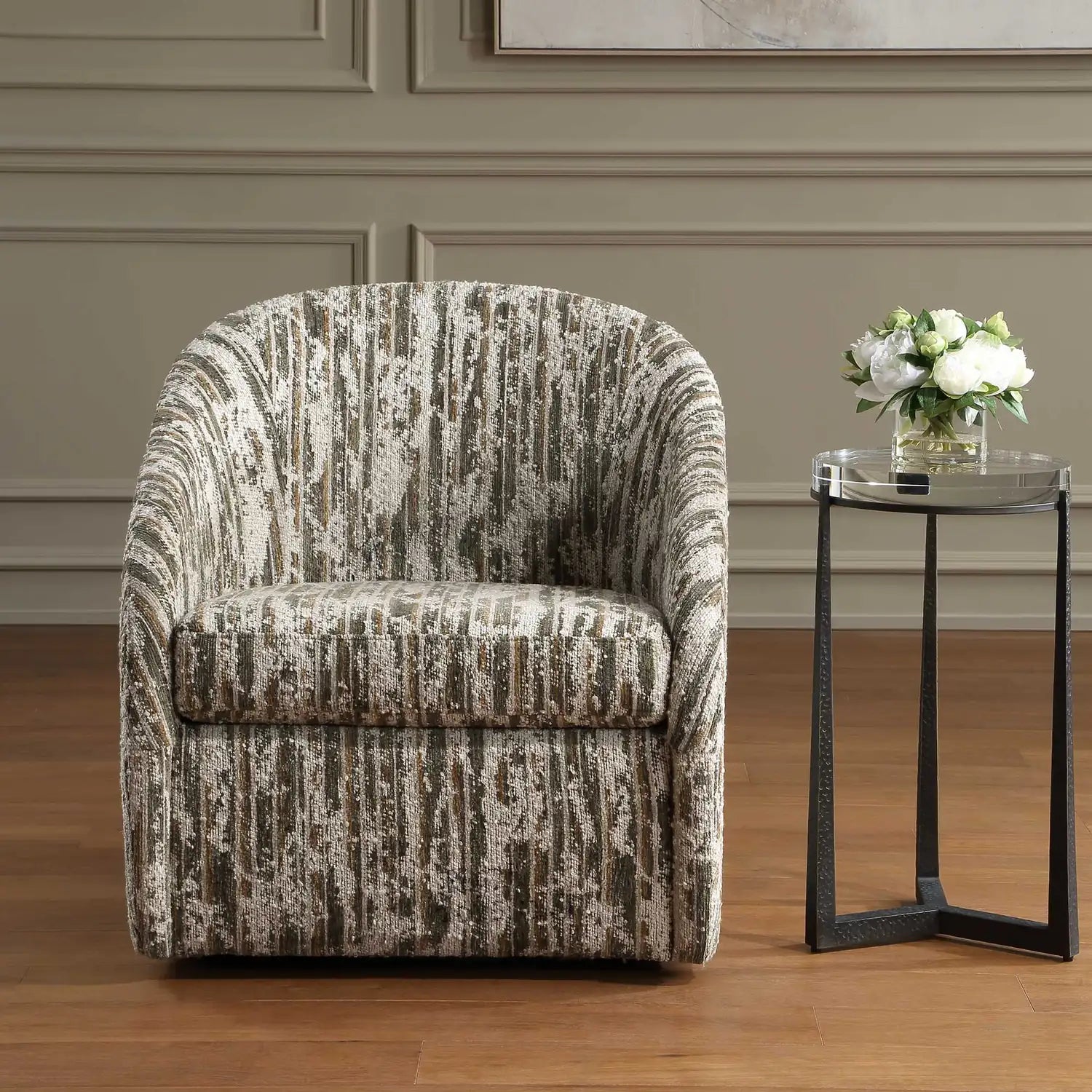 UTTERMOST Mari Boucle Swivel Chair - Decorative Accents