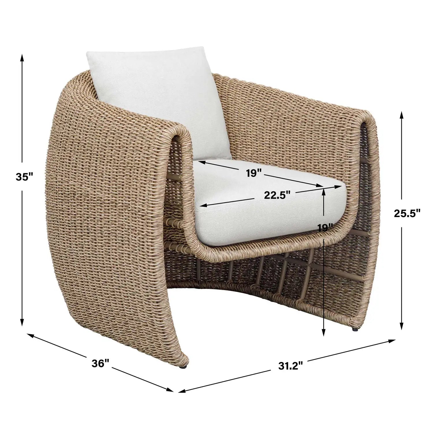 UTTERMOST Tropic Flax Outdoor Lounge Chair - Decorative Accents