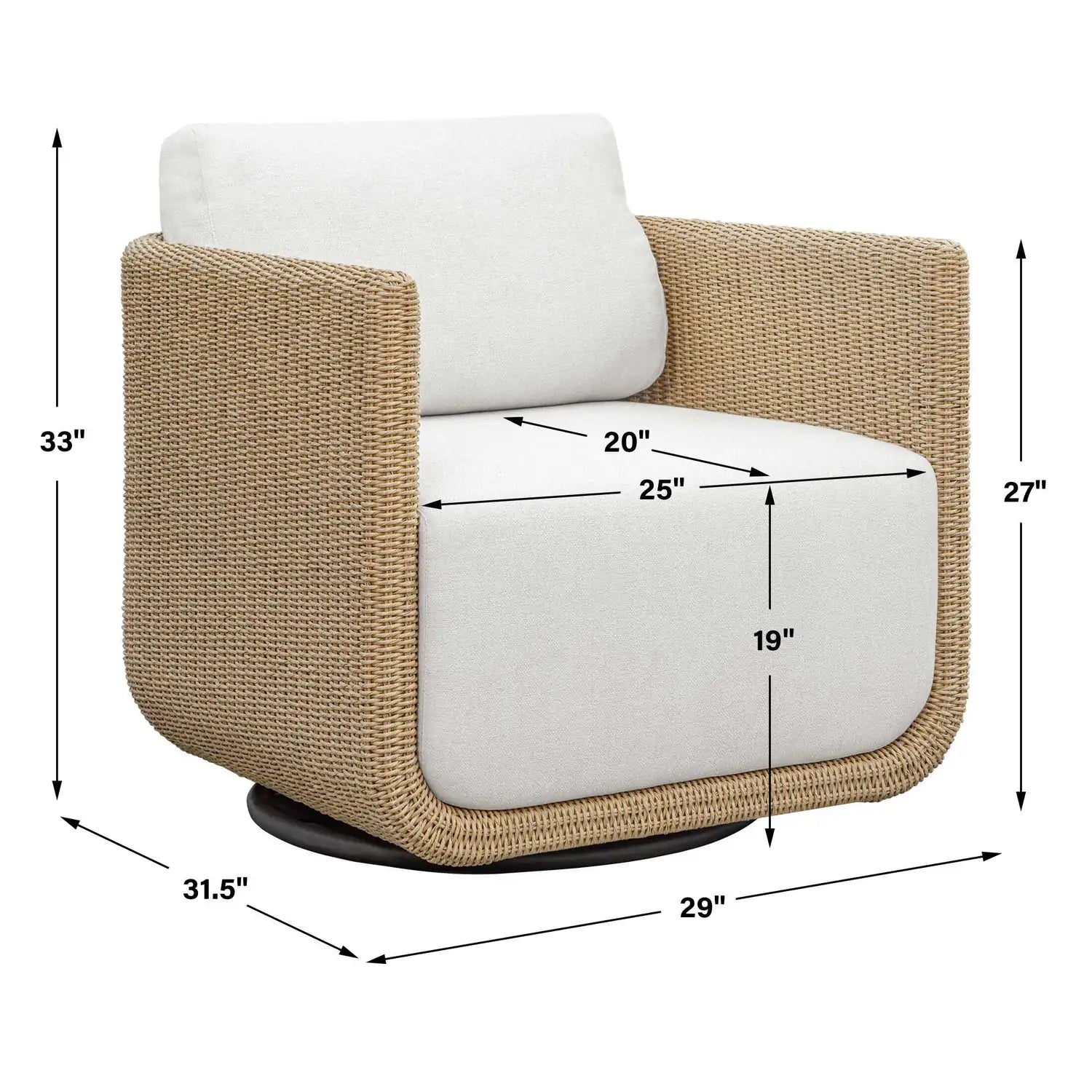 UTTERMOST Santorini Outdoor Swivel Lounge Chair - Decorative Accents