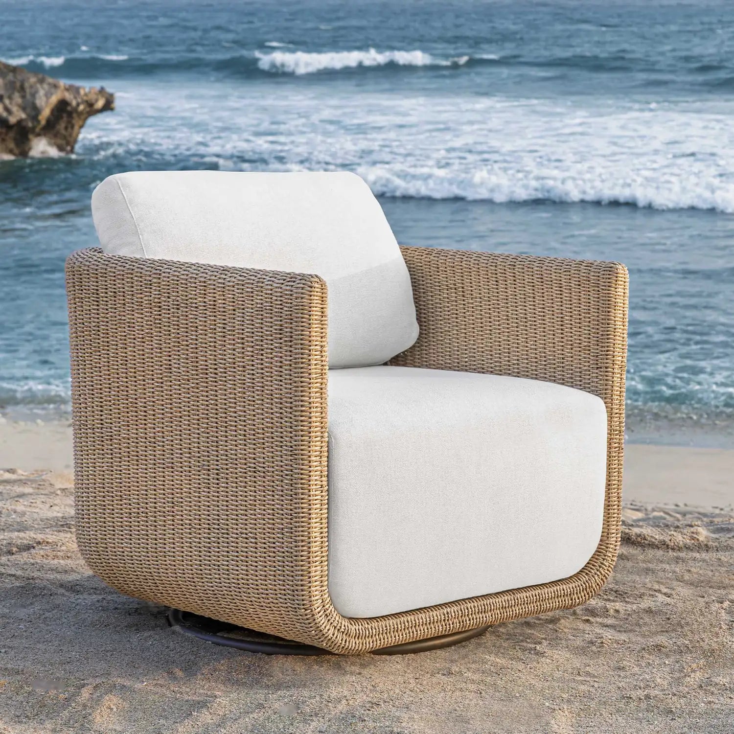 UTTERMOST Santorini Outdoor Swivel Lounge Chair - Decorative Accents