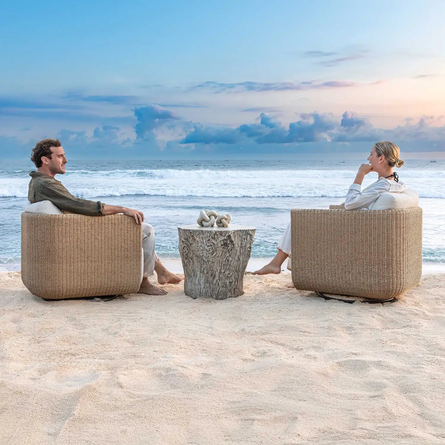 UTTERMOST Santorini Outdoor Swivel Lounge Chair - Decorative Accents