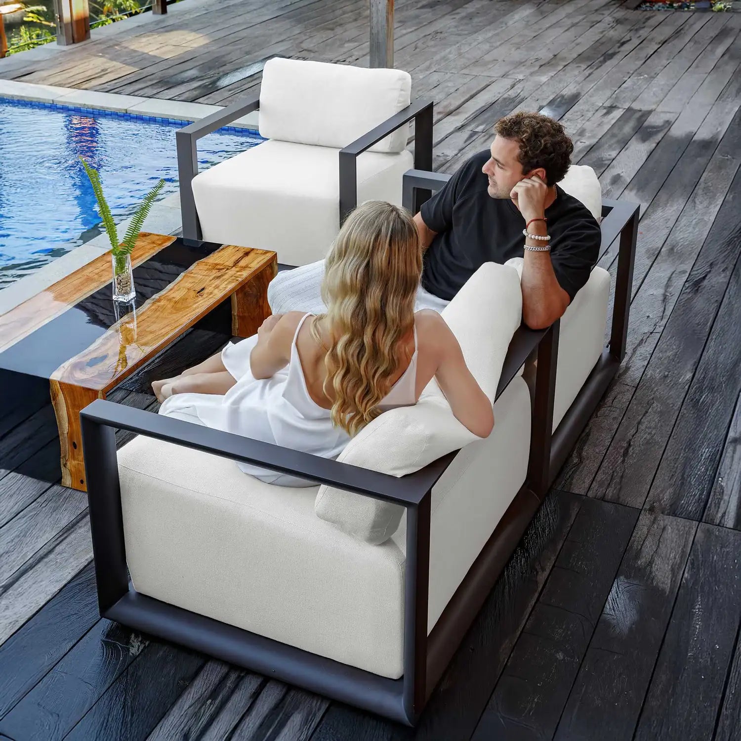 UTTERMOST Remsen Outdoor Black/Oyster Sofa - Decorative Accents