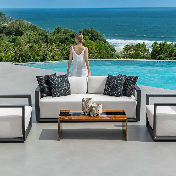 UTTERMOST Remsen Outdoor Black/Oyster Sofa - Decorative Accents
