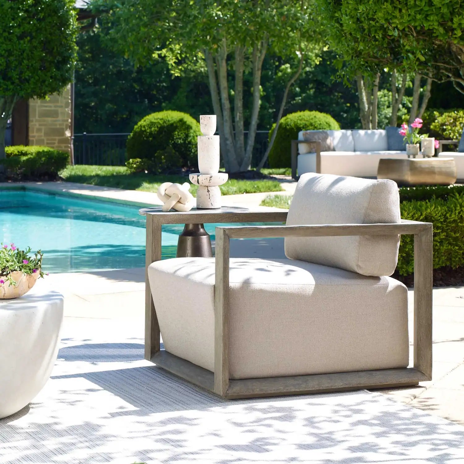 UTTERMOST Remsen Outdoor Gray/Dove Lounge Chair - Decorative Accents