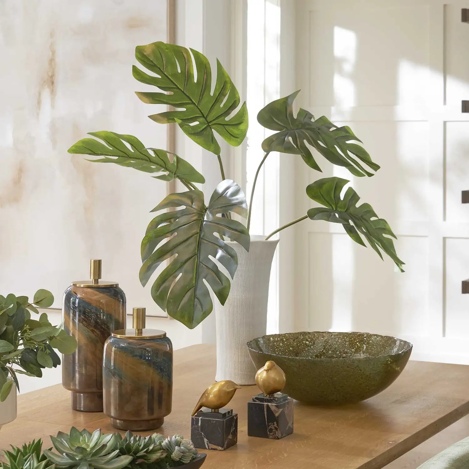 UTTERMOST MUSE MONSTERA VASE CENTERPIECE - Decorative Accents