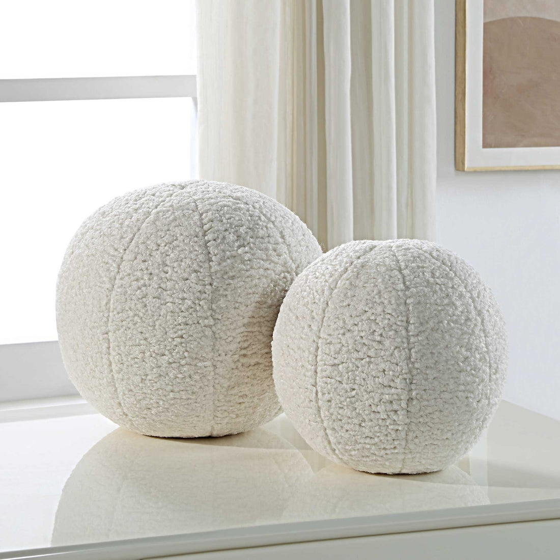 UTTERMOST Capra Ball Sheepskin Pillows Set Of 2 - Decorative Accents