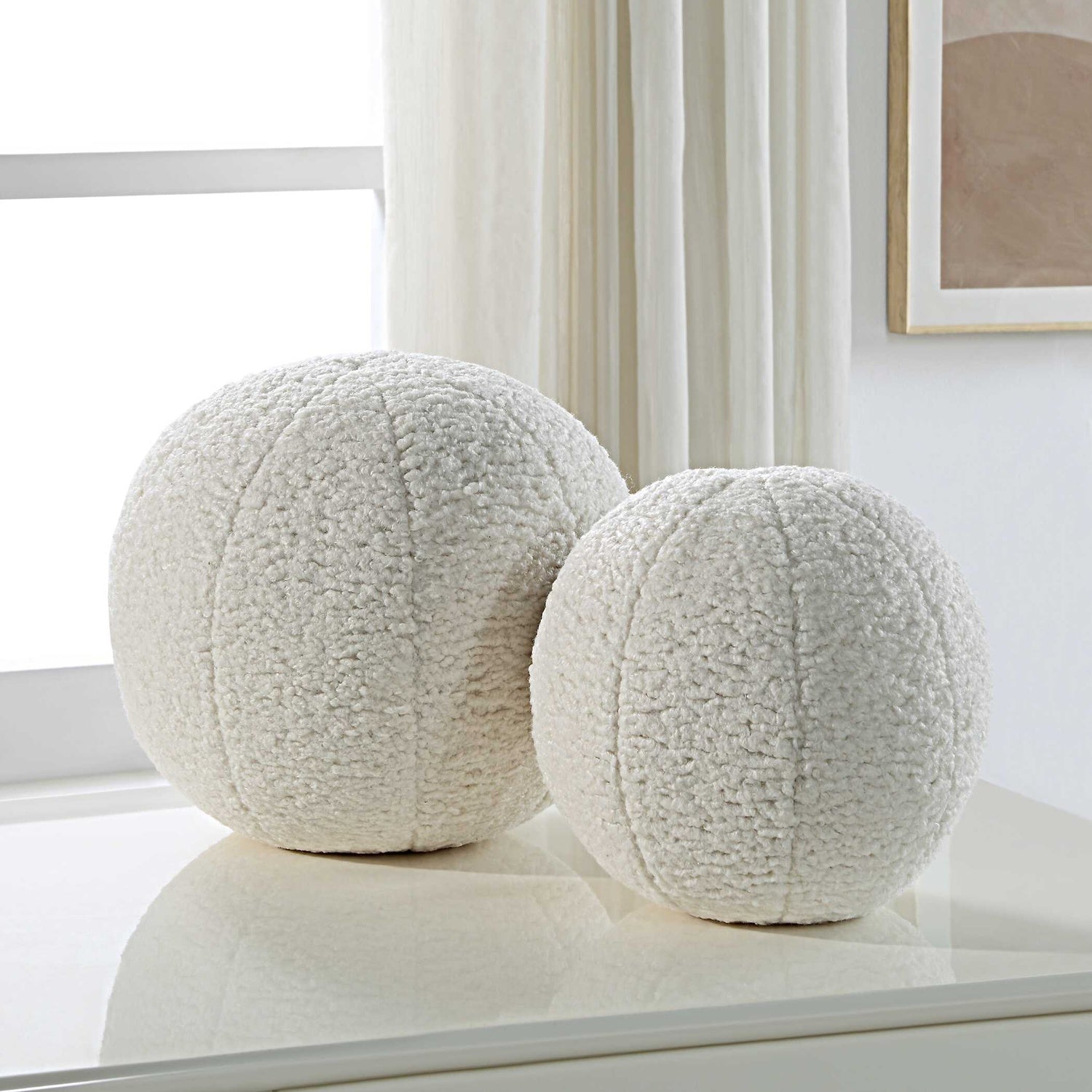 UTTERMOST Capra Ball Sheepskin Pillows Set Of 2 - Decorative Accents