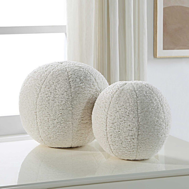 UTTERMOST Capra Ball Sheepskin Pillows Set Of 2 - Decorative Accents