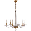 VISUAL COMFORT SIGNATURE, BERNARDO CHANDELIER ANTIQUE-BURNISHED BRASS AND CLEAR GLASS, CHANDELIER LIGHT