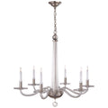 VISUAL COMFORT SIGNATURE, BERNARDO CHANDELIER POLISHED NICKEL AND CLEAR GLASS, CHANDELIER LIGHT