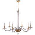 VISUAL COMFORT SIGNATURE, BERNARDO CHANDELIER ANTIQUE-BURNISHED BRASS AND CLEAR GLASS, CHANDELIER LIGHT