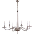 VISUAL COMFORT SIGNATURE, BERNARDO CHANDELIER POLISHED NICKEL AND CLEAR GLASS, CHANDELIER LIGHT
