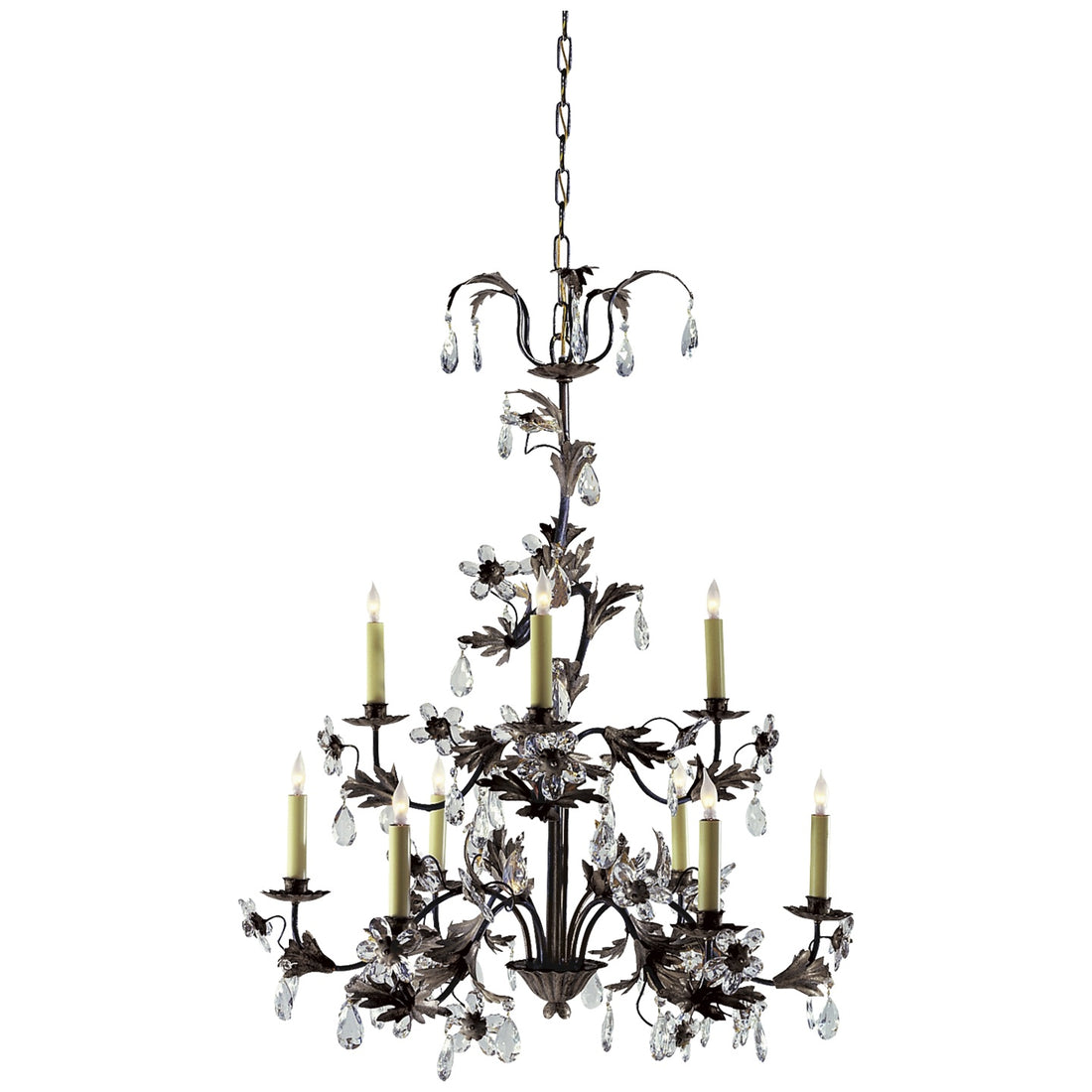 VISUAL COMFORT SIGNATURE, EIGHT-LIGHT CRYSTAL PETAL CHANDELIER, CHANDELIER LIGHT