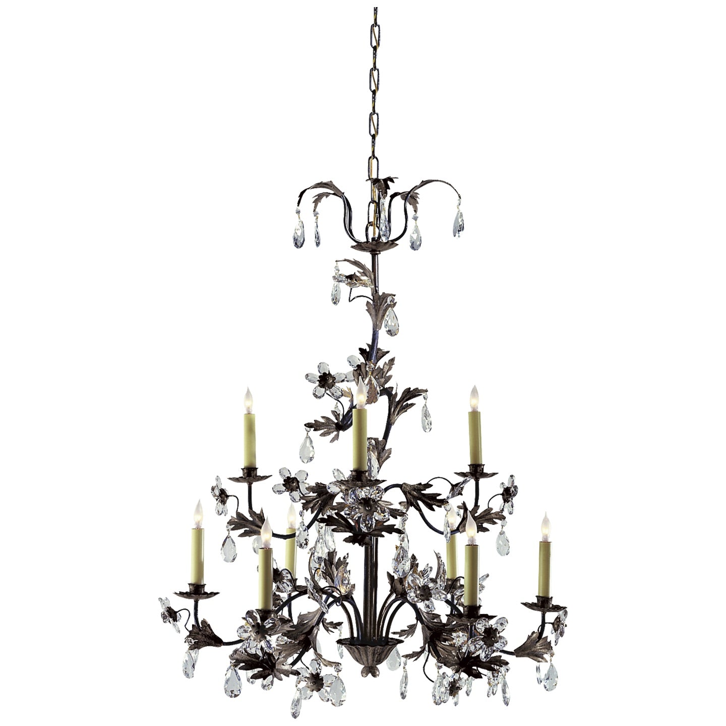 VISUAL COMFORT SIGNATURE, EIGHT-LIGHT CRYSTAL PETAL CHANDELIER, CHANDELIER LIGHT