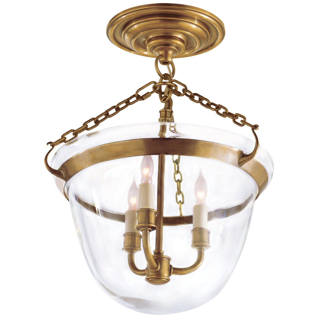 VISUAL COMFORT SIGNATURE, COUNTRY SEMI-FLUSH BELL JAR LANTERN, FLUSH MOUNT CEILING LIGHTS