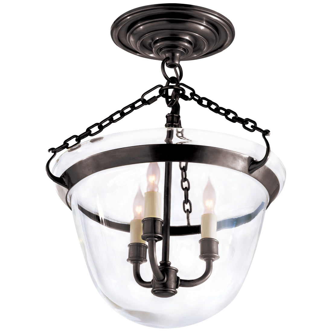 VISUAL COMFORT SIGNATURE, COUNTRY SEMI-FLUSH BELL JAR LANTERN, FLUSH MOUNT CEILING LIGHTS