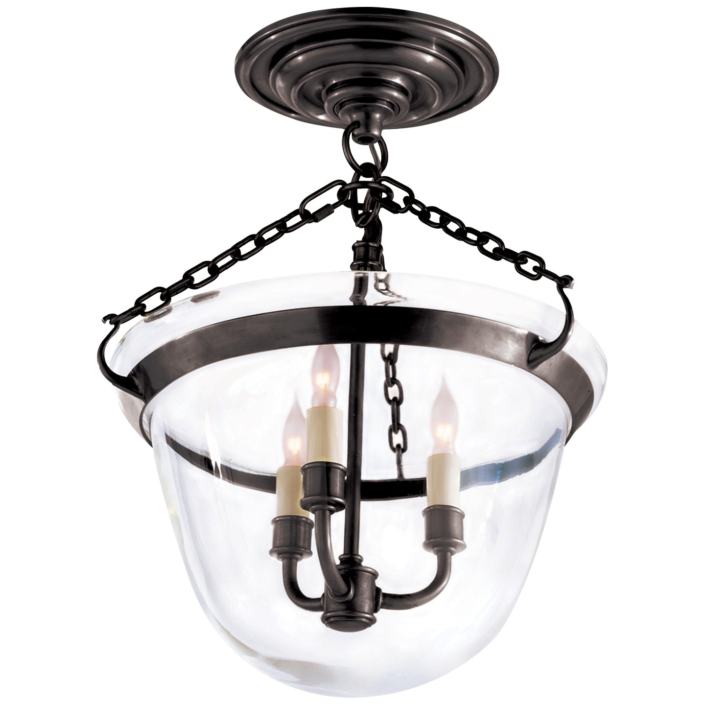 VISUAL COMFORT SIGNATURE, COUNTRY SEMI-FLUSH BELL JAR LANTERN, FLUSH MOUNT CEILING LIGHTS