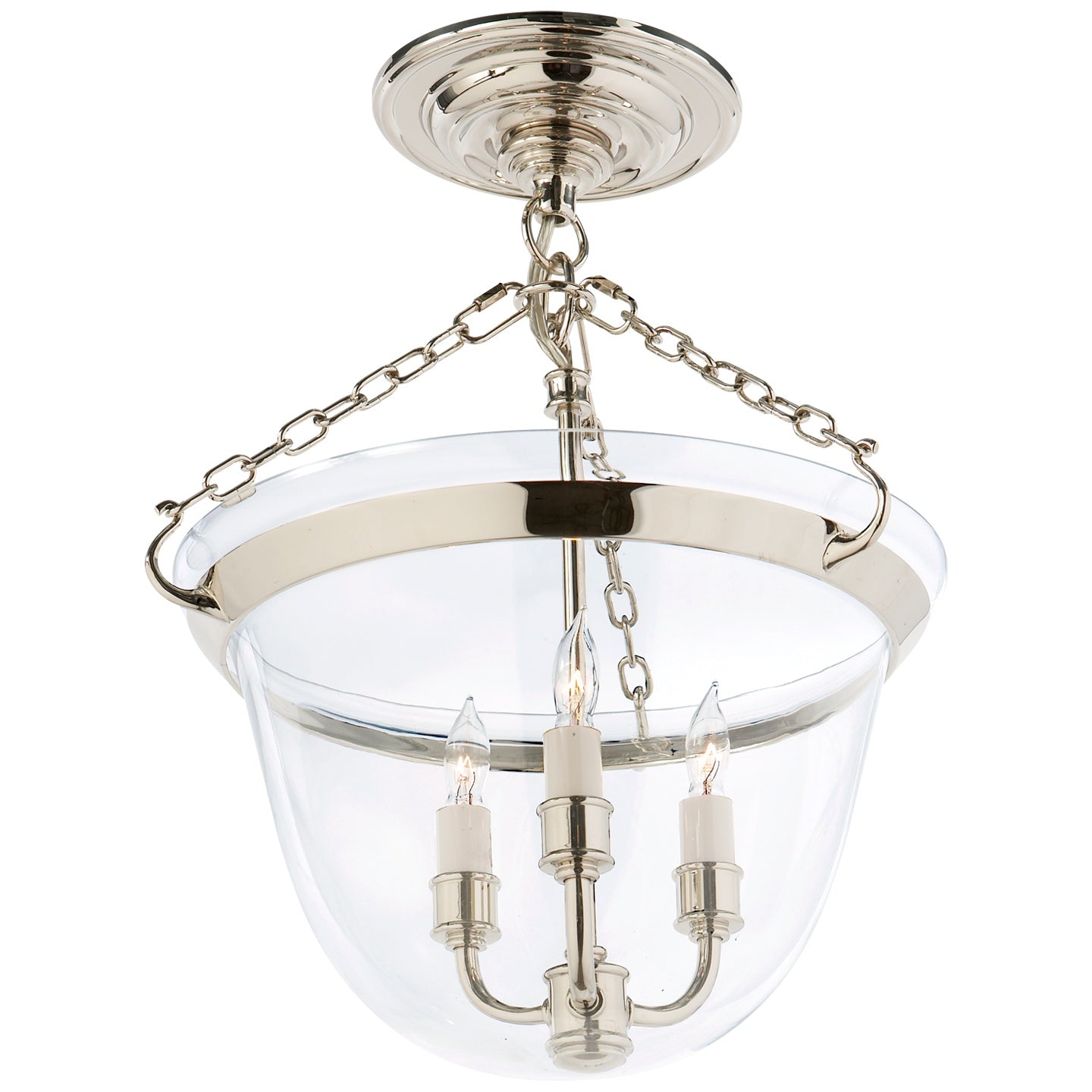 VISUAL COMFORT SIGNATURE, COUNTRY SEMI-FLUSH BELL JAR LANTERN, FLUSH MOUNT CEILING LIGHTS