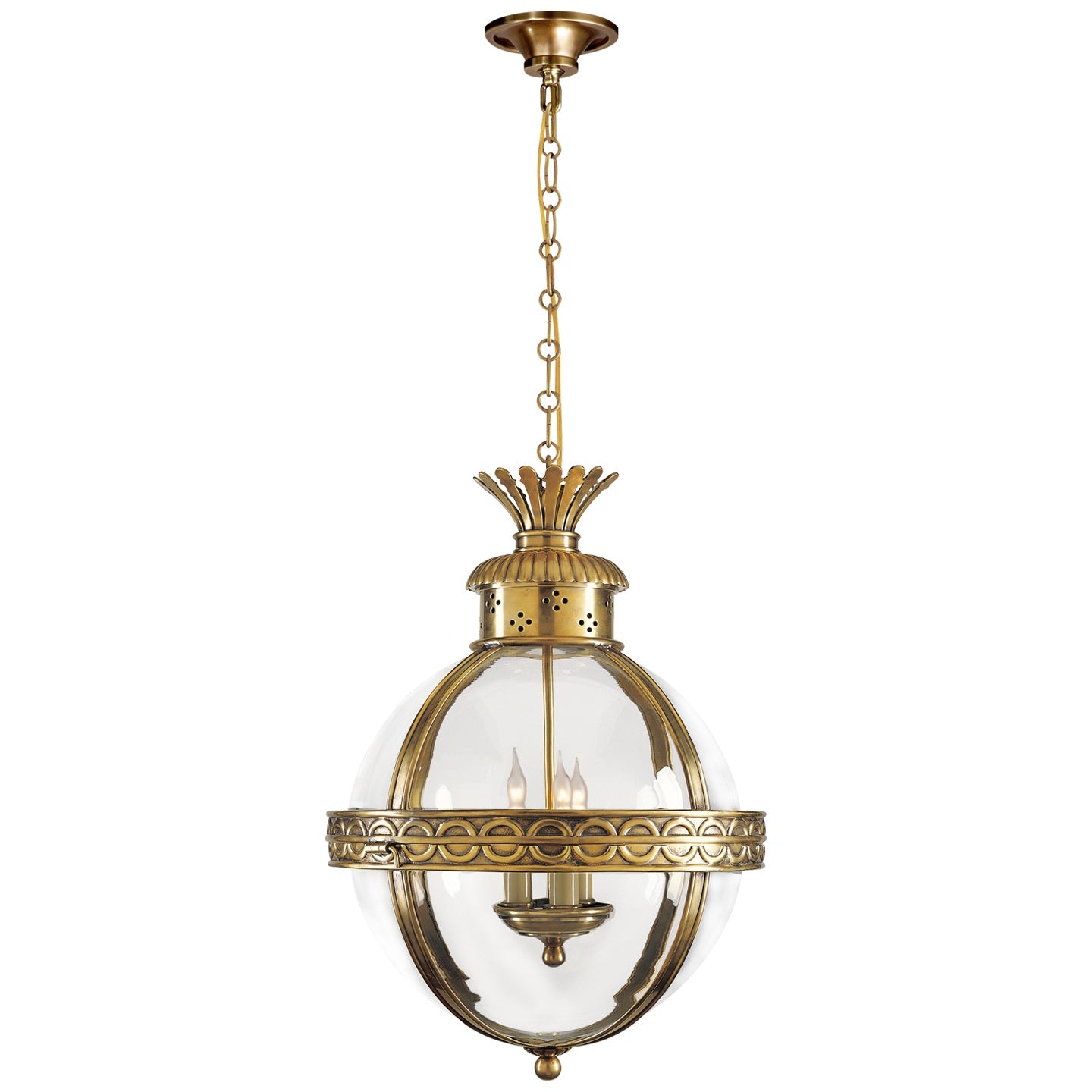 VISUAL COMFORT SIGNATURE, CROWN TOP BANDED GLOBE LANTERN, LANTERN CEILING LIGHT