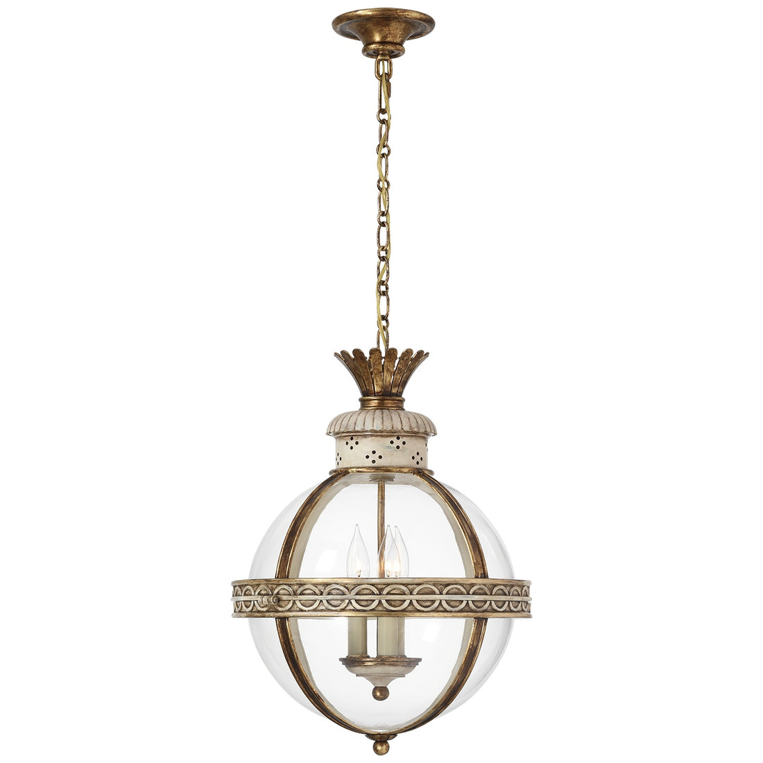 VISUAL COMFORT SIGNATURE, CROWN TOP BANDED GLOBE LANTERN, LANTERN CEILING LIGHT