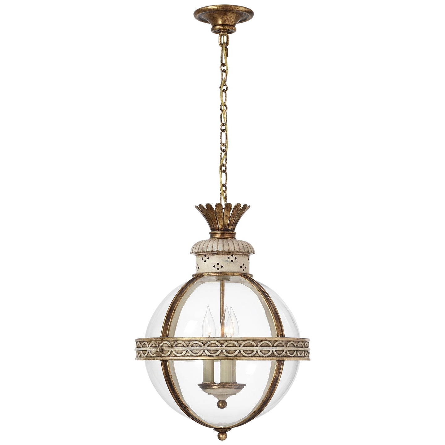 VISUAL COMFORT SIGNATURE, CROWN TOP BANDED GLOBE LANTERN, LANTERN CEILING LIGHT