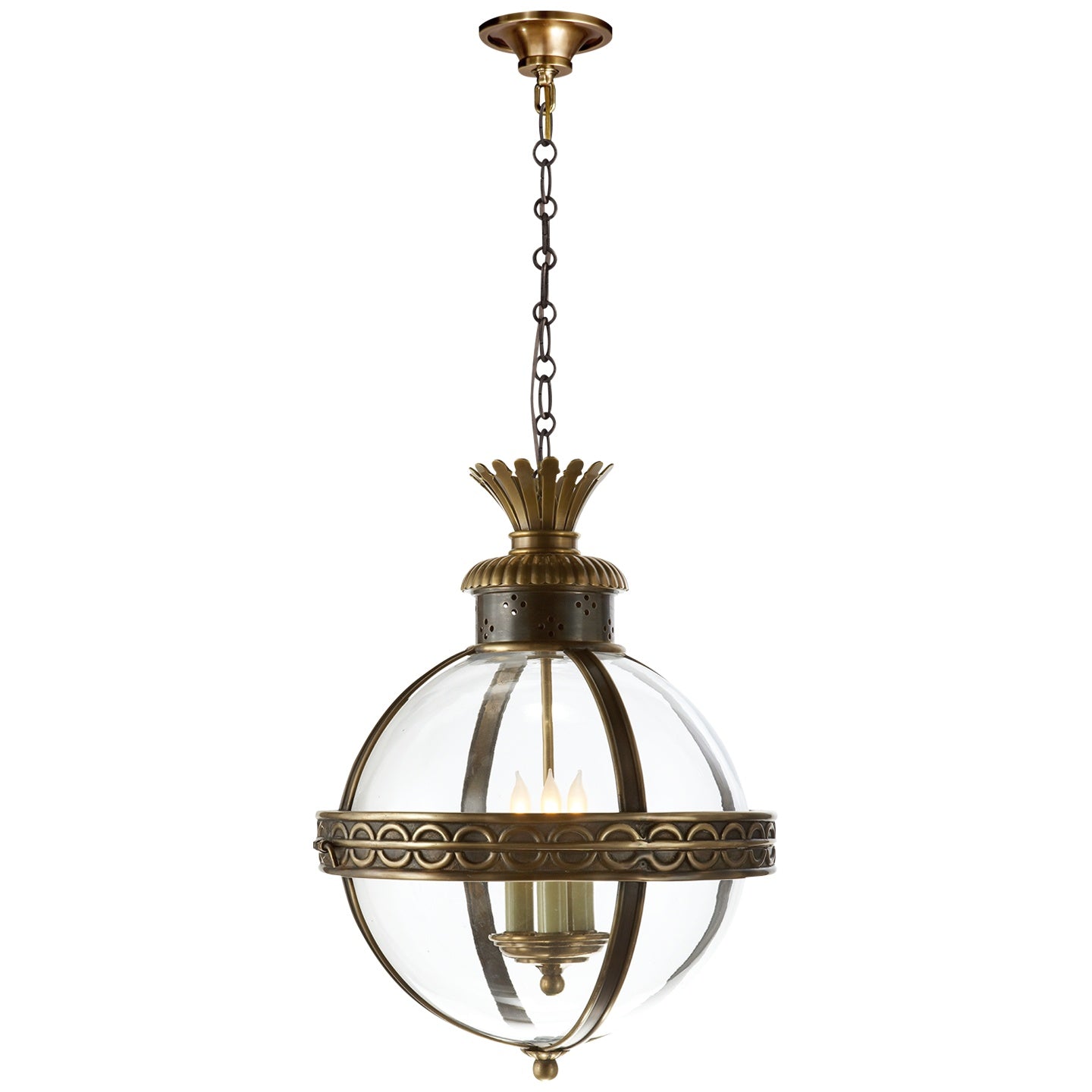 VISUAL COMFORT SIGNATURE, CROWN TOP BANDED GLOBE LANTERN, LANTERN CEILING LIGHT