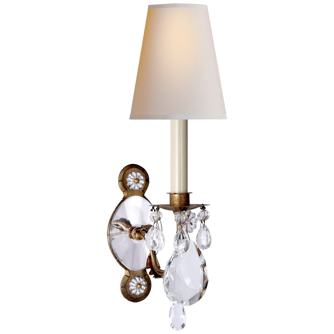 VISUAL COMFORT SIGNATURE, YVES CRYSTAL SINGLE ARM SCONCE, WALL SCONCES