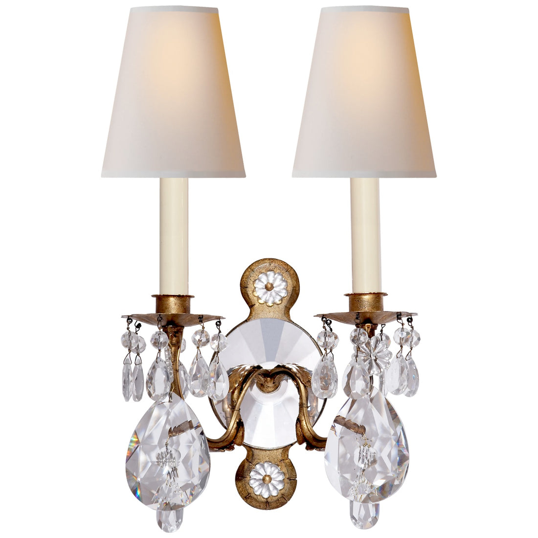 VISUAL COMFORT SIGNATURE, YVES CRYSTAL DOUBLE ARM SCONCE, WALL SCONCES
