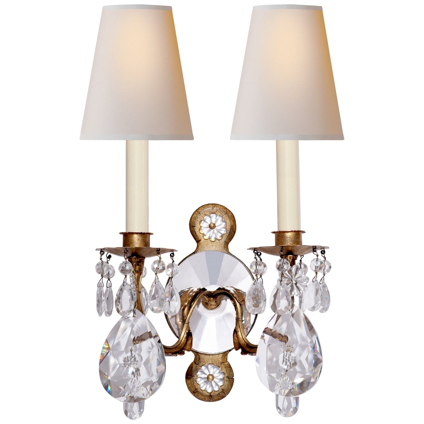 VISUAL COMFORT SIGNATURE, YVES CRYSTAL DOUBLE ARM SCONCE, WALL SCONCES