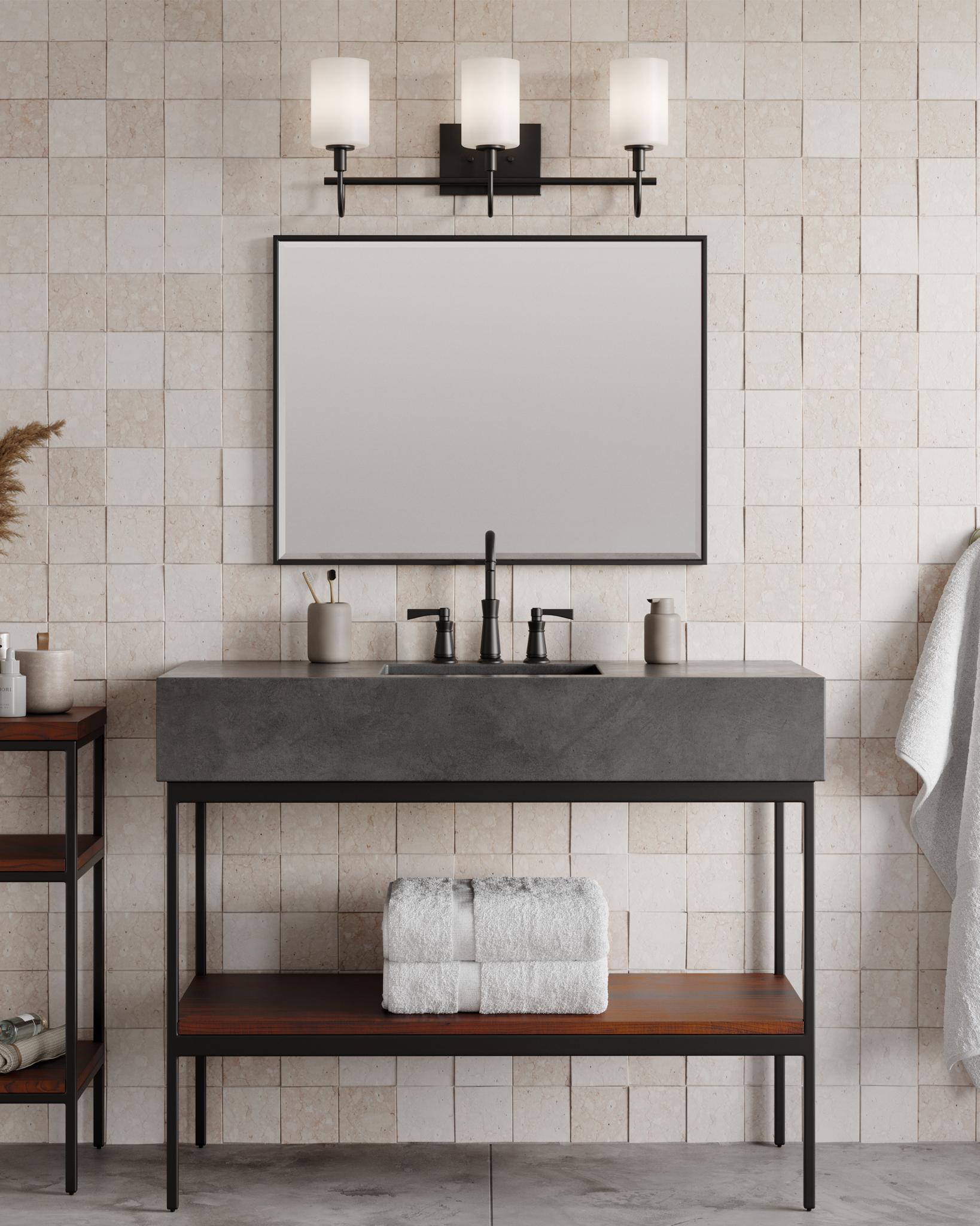 VISUAL COMFORT & CO., OAK MOORE THREE LIGHT WALL / BATH, BATH VANITY LIGHT