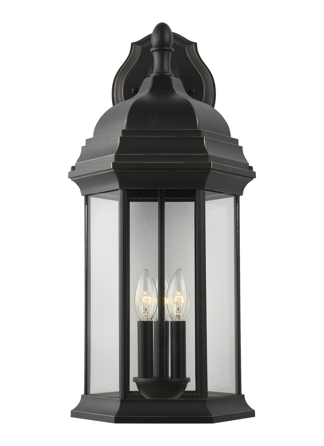 GENERATION LIGHTING, SEVIER THREE LIGHT DOWNLIGHT OUTDOOR WALL LANTERN, OUTDOOR WALL LIGHTS