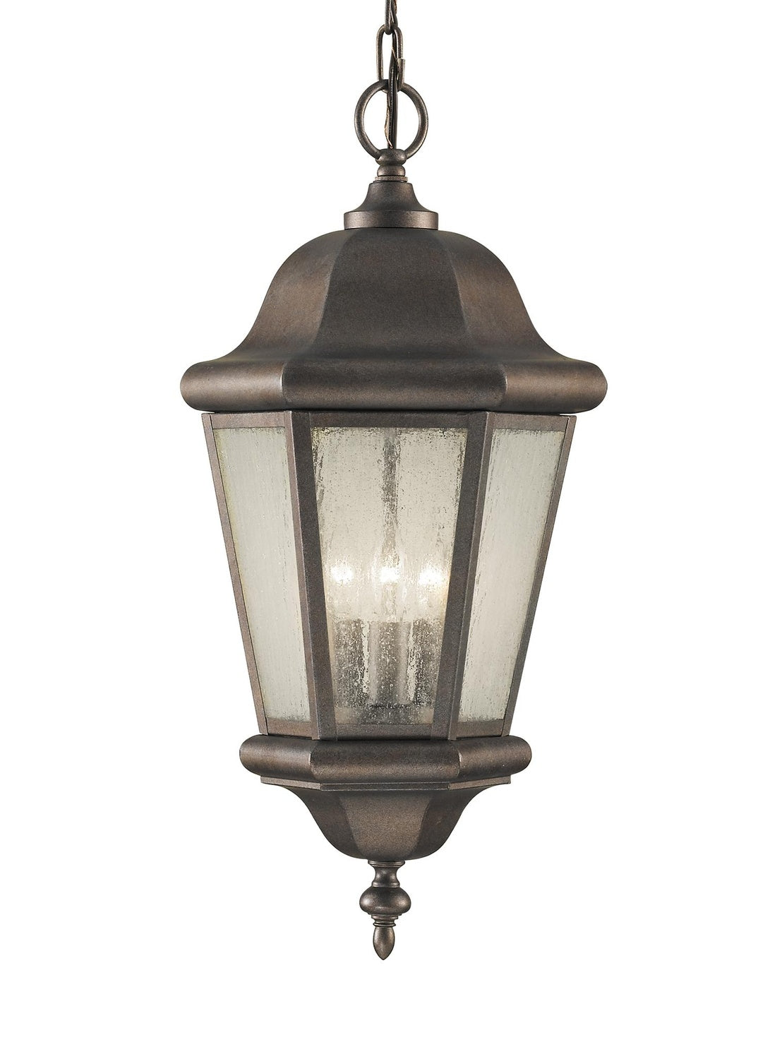 GENERATION LIGHTING, MARTINSVILLE THREE LIGHT OUTDOOR PENDANT LANTERN, OUTDOOR CEILING LIGHTS