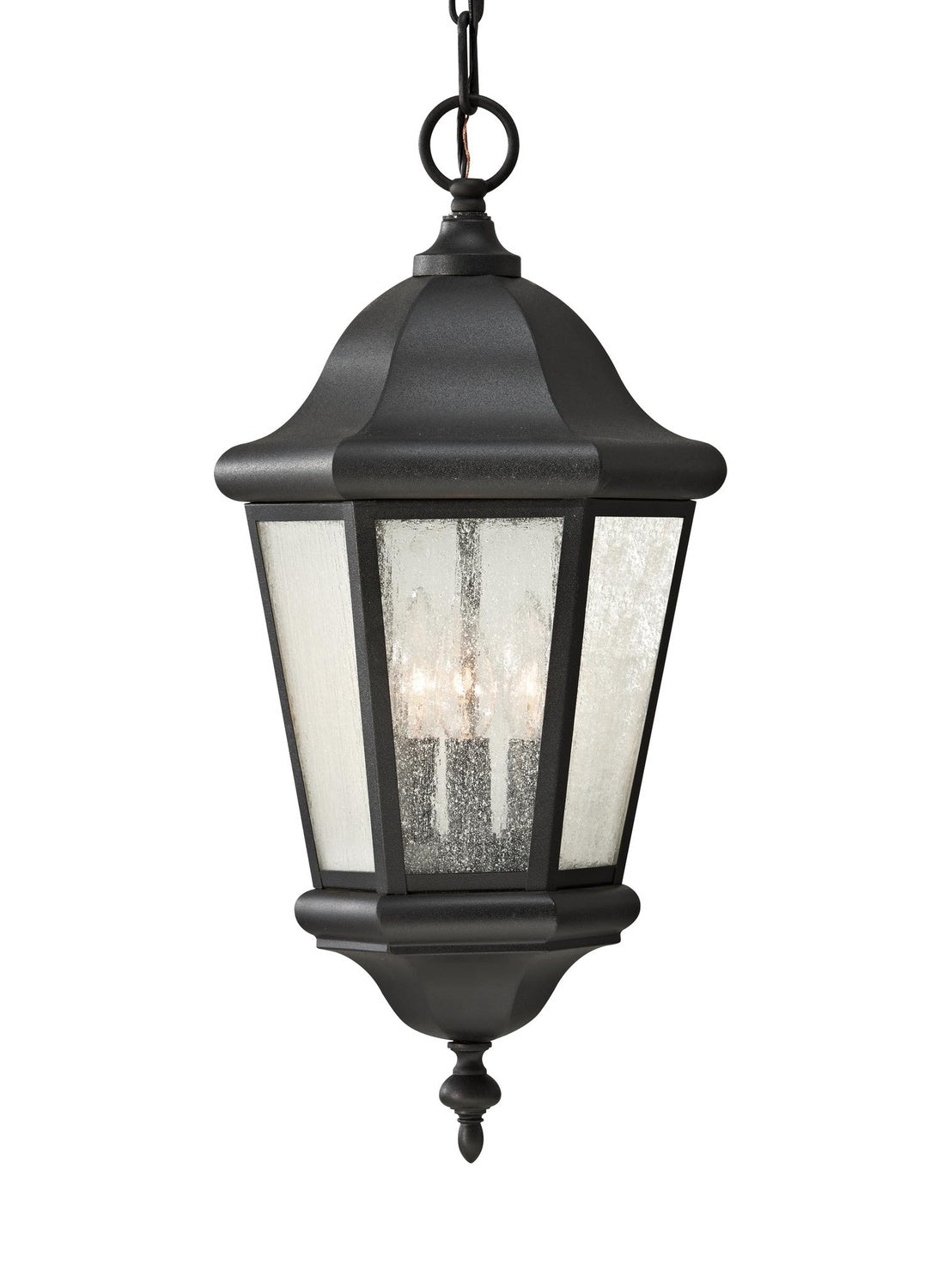 GENERATION LIGHTING, MARTINSVILLE THREE LIGHT OUTDOOR PENDANT LANTERN, OUTDOOR CEILING LIGHTS