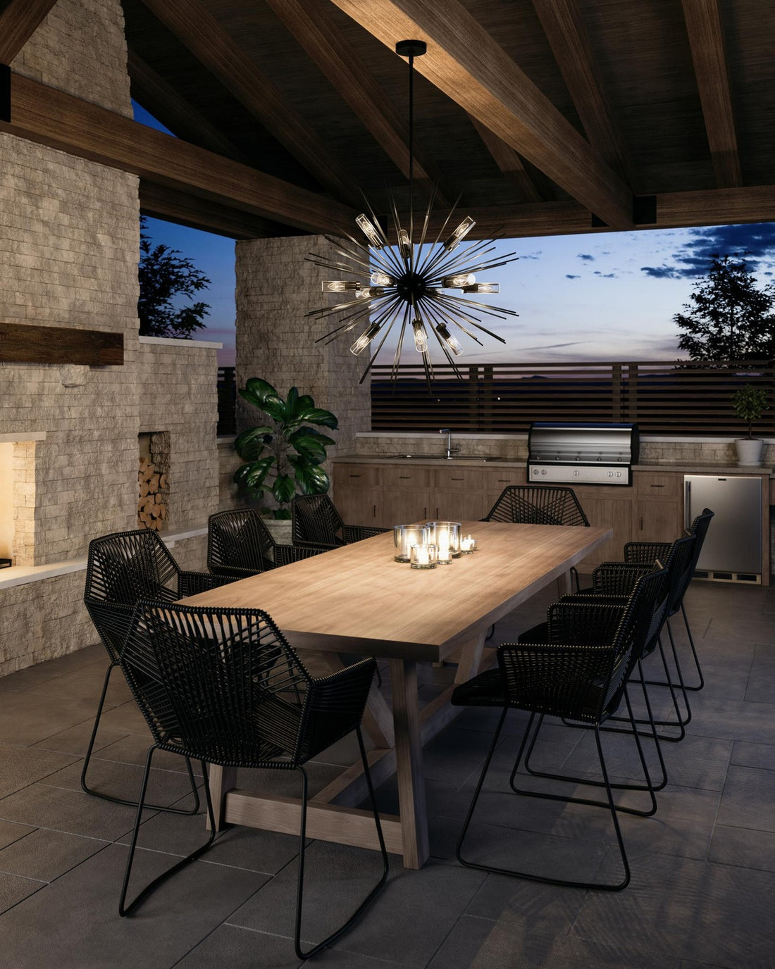 VISUAL COMFORT STUDIO, HILO OUTDOOR CHANDELIER, OUTDOOR CEILING LIGHTS