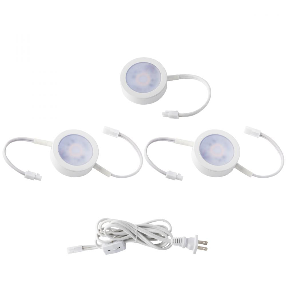 WAC LIGHTING PUCK LIGHT KIT- 2 DOUBLE WIRE LIGHTS 1 SINGLE WIRE LIGHTS AND CORD - DO NOT SHOW ON WEBSITE