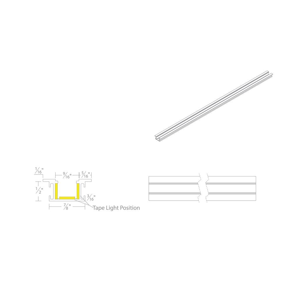 WAC LIGHTING INVISILED 8FT RECESSED MOUNTED TRIM CHANNEL