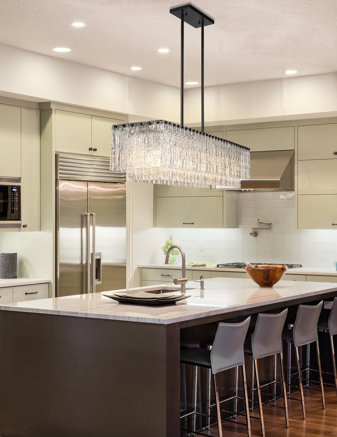 Z-LITE, GLACIER LINEAR CHANDELIER, LINEAR LIGHT FIXTURE