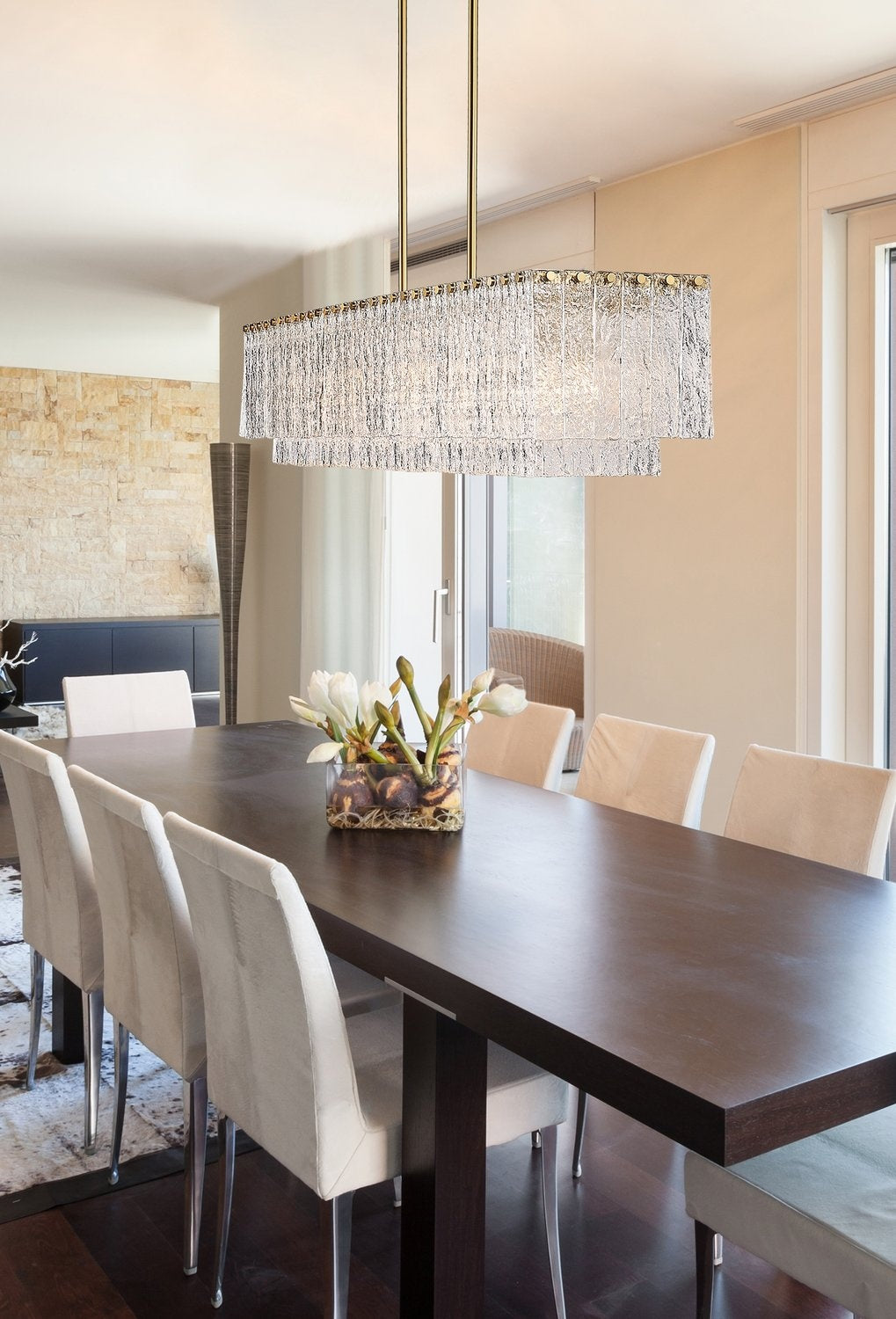 Z-LITE, GLACIER LINEAR CHANDELIER, LINEAR LIGHT FIXTURE