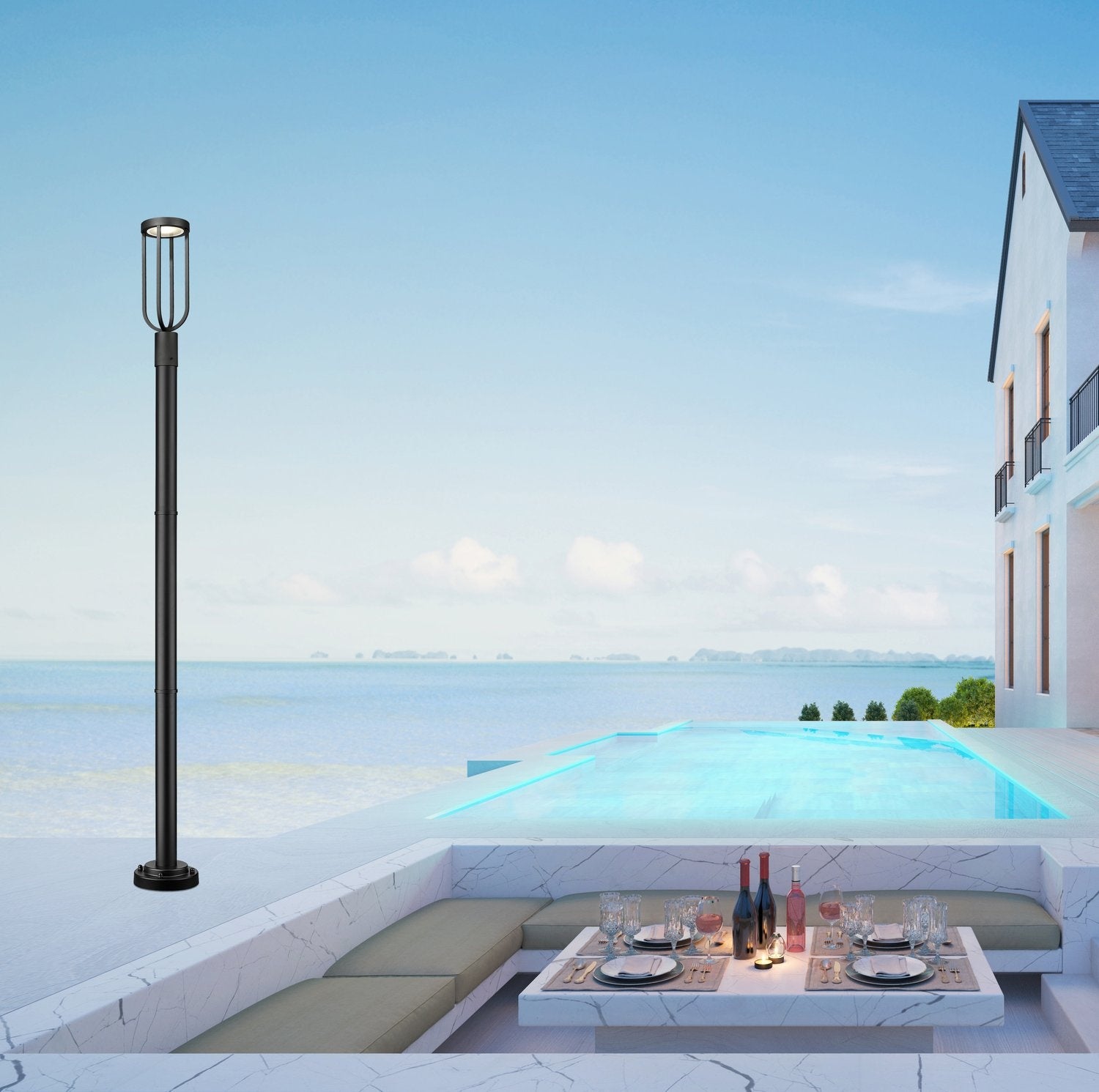 Z-LITE LELAND OUTDOOR POST MOUNTED FIXTURE | 5005PHM-5012P-BK-LED - Post