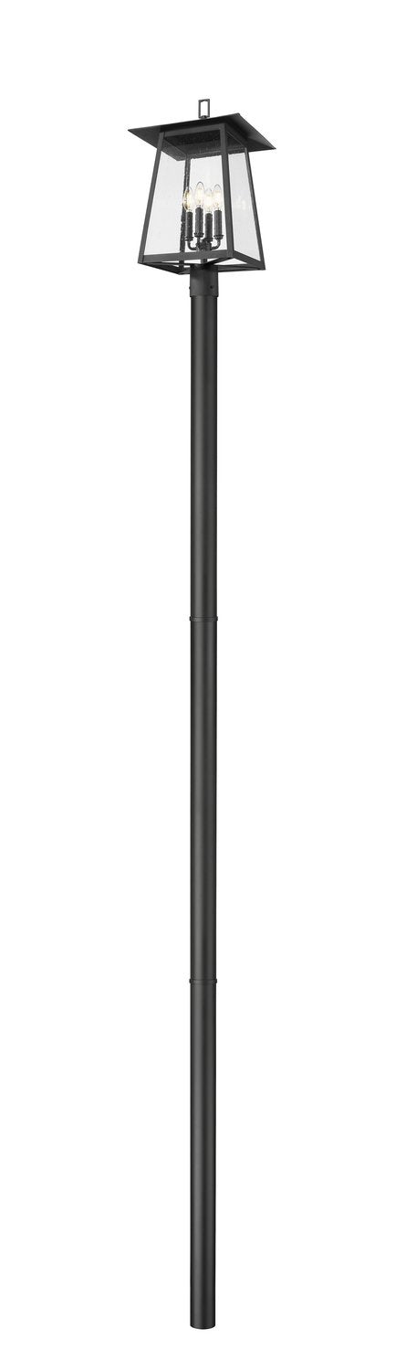 Z-LITE RAINER 4 LIGHT OUTDOOR POST MOUNTED FIXTURE | 5015PHBR-5009P120-BK - Post