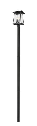 Z-LITE RAINER 4 LIGHT OUTDOOR POST MOUNTED FIXTURE | 5015PHBR-5009P120-BK - Post