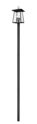 Z-LITE RAINER 4 LIGHT OUTDOOR POST MOUNTED FIXTURE | 5015PHBR-5009P120-BK - Post