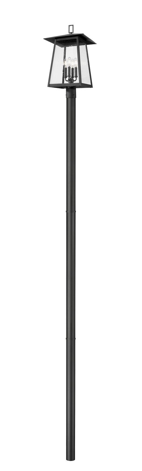 Z-LITE RAINER 4 LIGHT OUTDOOR POST MOUNTED FIXTURE | 5015PHBR-5009P120-BK - Post
