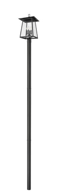 Z-LITE RAINER 4 LIGHT OUTDOOR POST MOUNTED FIXTURE | 5015PHBR-5009P120-BK - Post