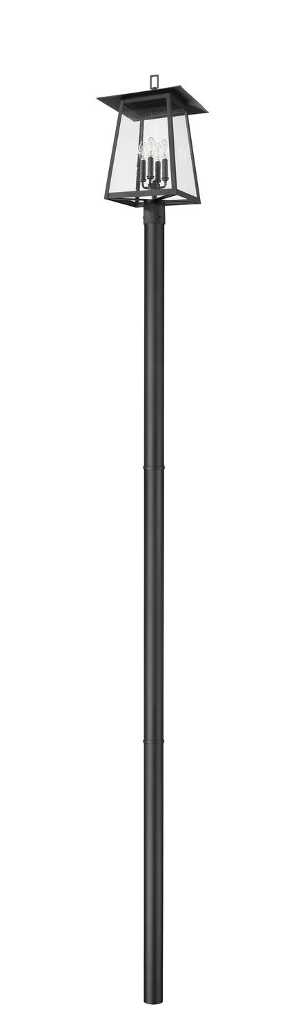 Z-LITE RAINER 4 LIGHT OUTDOOR POST MOUNTED FIXTURE | 5015PHBR-5009P120-BK - Post