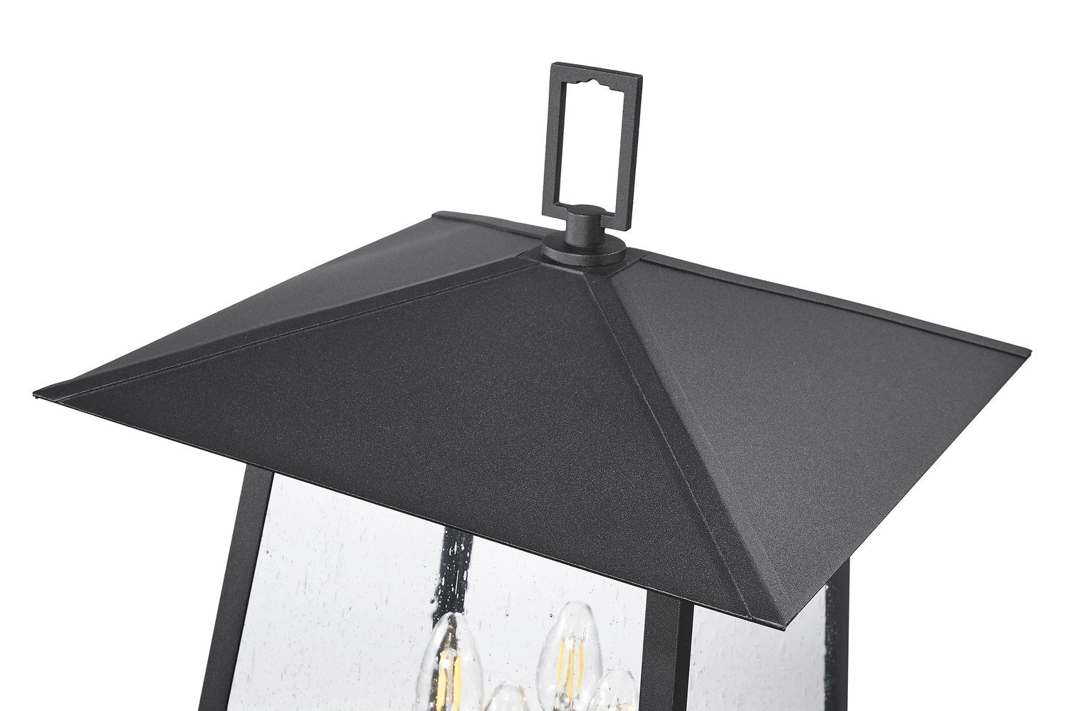 Z-LITE RAINER 4 LIGHT OUTDOOR POST MOUNTED FIXTURE | 5015PHBR-5009P120-BK - Post