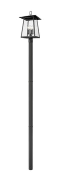 Z-LITE RAINER 4 LIGHT OUTDOOR POST MOUNTED FIXTURE | 5015PHBR-5009P96-BK - Post