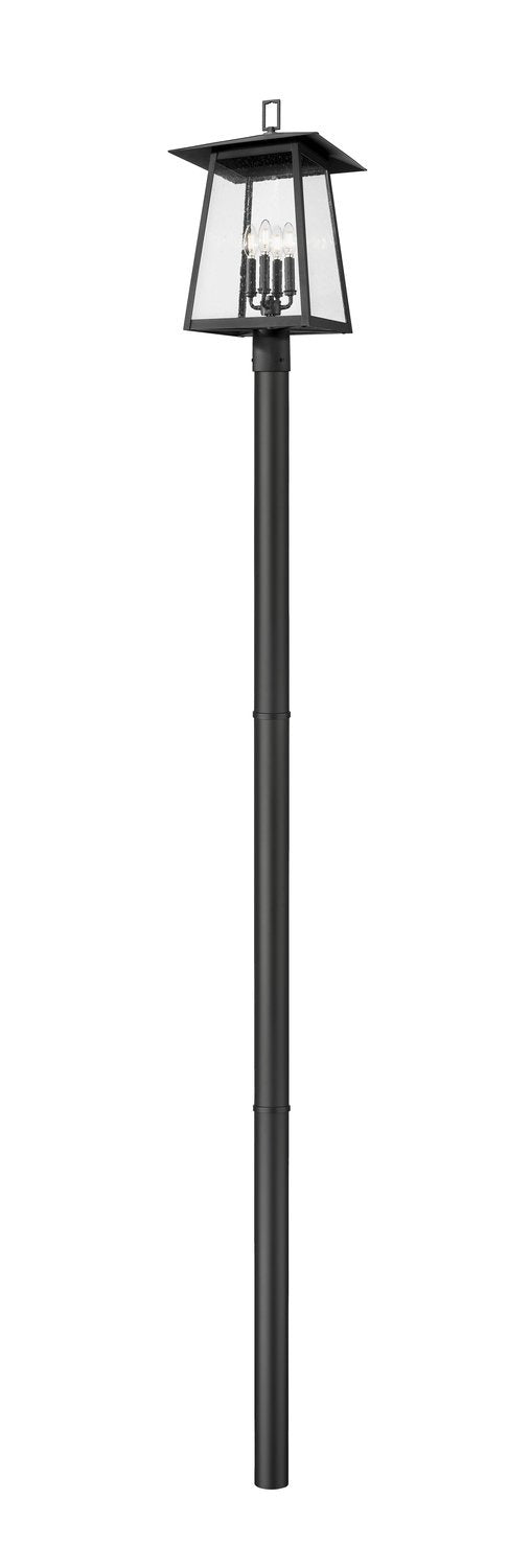 Z-LITE RAINER 4 LIGHT OUTDOOR POST MOUNTED FIXTURE | 5015PHBR-5009P96-BK - Post